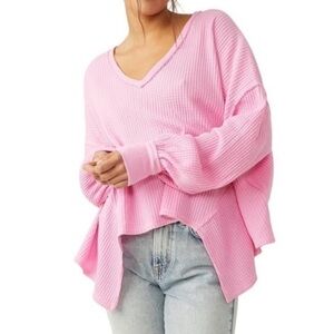 We The Free Pink Coraline Waffle Thermal Top Small
